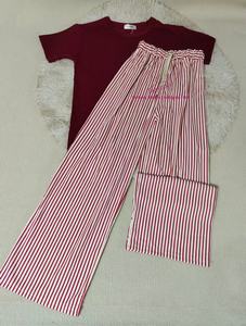 Modieus strik-T-shirt dames top en broek set klassiek casual 2-delig set eenvoudige dames T-shirt en broek set - Product Image 6