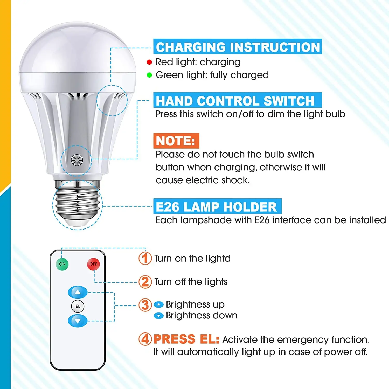 7W Wholesale Led Lighting E27/E26/B22 Battery Emergency Bulb Smart Warm Light Bulbs Rechargeable Lights for Home Outdoor