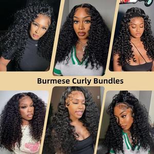 Lot de cheveux humains 15A, bouclés birmanes # Extensions de cheveux naturels bruts couleur 1B, lots de tissages de cheveux indiens humains pour femmes, offres groupées - Product Image 6