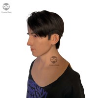 Masques de tête en silicone réalistes fabriqués à la main avec cheveux, design personnalisé, pour Halloween, fête, cosplay, simulation de masque masculin asiatique