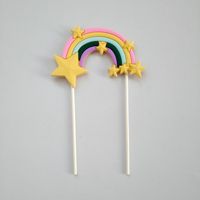 Regenbogen-Kuchendekoration Einsatz Kinderfreundliche Bunte Wolke Herz PVC-Material Topper Ornament Geburtstagsparty-Dekoration