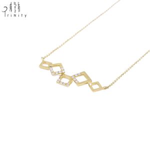 Collier pendentif en diamant naturel véritable or jaune massif 18 carats pour femmes de luxe Cadeau de fiançailles à la mode pour les occasions de fête - Product Image 2
