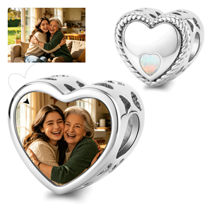 Bracelet personnalisé avec perle en cuivre en forme de cœur, bord torsadé, opale pierre de naissance, cadeau de charme familial pour la fête des mères - Product Image 1