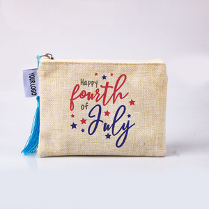 Mini borsa cosmetica di iuta eco-friendly e resistente alla moda con stampe animalier OEM tela tela con cerniera viaggio trucco promozionale da donna - Product Image 3