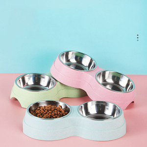 Cuencos de acero inoxidable para perros, dos tazones desmontables, color verde, azul y rosa, venta al por mayor - Product Image 4