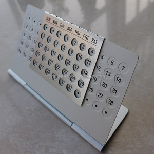 2024 mini calendario da scrivania perpetuo in alluminio <span class=keywords><strong>365</strong></span> giorno di colore argento inglese - Product Image 5