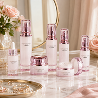 Bouteilles et pots en verre cylindriques transparents à bords côtelés, personnalisables, multicolores, pour emballages de soins de la peau, 30g, 50g, 30ml, 50ml, 100ml, 120ml
