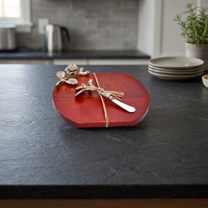 Tabla de Quesos Rectangular Portátil de Madera de Roble con Diseño de Flor de Rosa, Genuina y de Grado Superior, Duradera, Ecológica, Artesanía India para el Hogar - Product Image 1