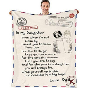 Couvertures de Message personnalisées pour papa <span class=keywords><strong>et</strong></span> maman, cadeaux d'amour pour fille, couverture de lettre polaire en flanelle à impression numérique personnalisée - Product Image 1
