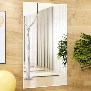 Cermin bingkai aluminium persegi panjang rias lantai emas cermin besar panjang penuh dinding cermin
