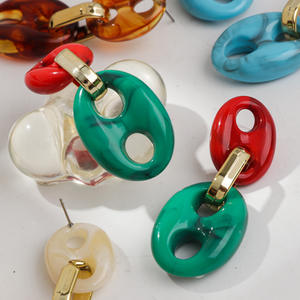 Boucles d'oreilles pendantes créatives en acrylique pour femme, plaquées <span class=keywords><strong>or</strong></span>, avec graines <span class=keywords><strong>de</strong></span> <span class=keywords><strong>café</strong></span>, maillons, marbre coloré et chaîne en forme <span class=keywords><strong>de</strong></span> nez <span class=keywords><strong>de</strong></span> cochon, collection vintage automne/hiver - Product Image 2