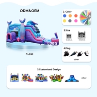 Château gonflable commercial compact avec toboggan, vente en gros d'usine, bleu, pour la vente