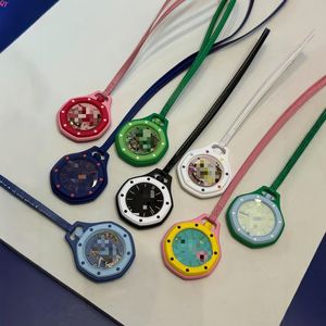 Q Y Fashion Pocket Royal <b>Watch</b> Analog Quartz Plastic <b>Case</b> Leather Band Unisex 3D Printing Dial Luminous Polygon Shape Pendant - Product Image 5
