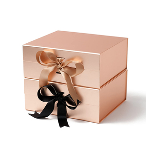 Custom Rose Gold Gift Box for Birthdays Bridal Gifts Weddings Baby Shower Gifts Luxury Present Box with Lids and Paper Bags
