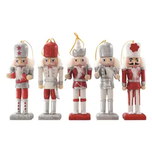 Christmas New Product Christmas Tree Creative Glitter 13CM Wooden Nutcracker Soldier Pendant Puppet Decoration