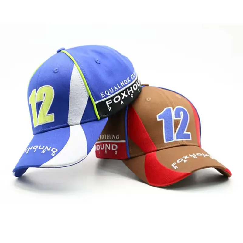 High quality custom 6 panel embroidery logo Racing cap baseball hats