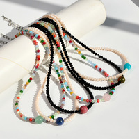 Nouveaux bijoux d'été, collier ras de cou en acier inoxydable imperméable, fait main, perles en pierre naturelle, cristal, cadeaux pour femmes