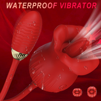 Premium 2-in-1 Rosen-Vibrator für Frauen mit Doppelkopf-Saug- und Vibrationsfunktion, Wasserdichtes Wiederaufladbares Design, Sexspielzeug
