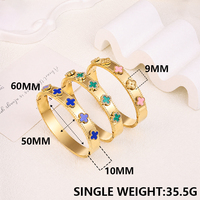 Perhiasan Anti-Kusam Berwarna-warni Berbentuk Daun Semanggi Empat Lapis Emas 18K PVD, Gelang Wanita Tumpuk Modis, Gelang Baja Tahan Karat