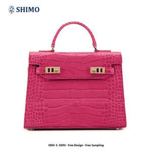Borsa a Tracolla con Logo Personalizzato, MOQ 50 Pezzi, Elegante Borsa <span class=keywords><strong>Rosa</strong></span> con Stampa Coccodrillo, Lussuosa Borsetta con Manico Superiore per Marchi - Product Image 1