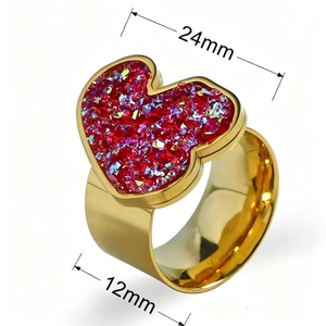 <span class=keywords><strong>Anillo</strong></span> de Acero Inoxidable para Mujer, Diseño de Moda Bear Catlog, Joyería, Regalo, <span class=keywords><strong>Anillo</strong></span> de Dedo con Piedra Verde Dorada - Product Image 2