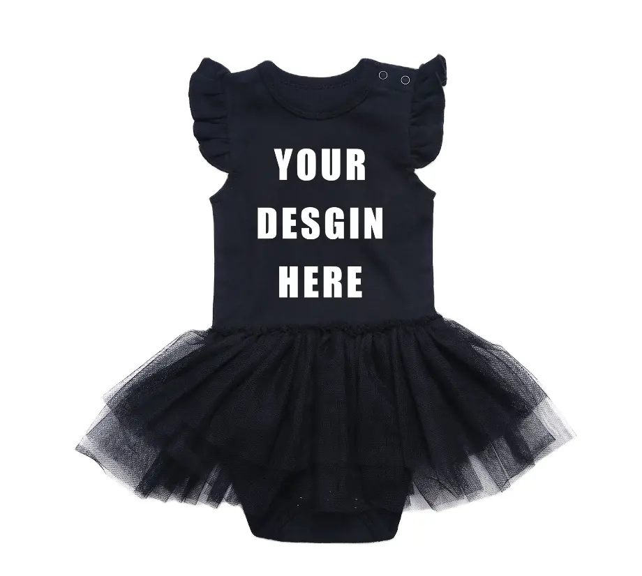 Custom In Stock Solid Newborn Baby Girl Bodysuit 100% cotton My Little Black Tutu Dress Black Baby Clothes 0-24 Months