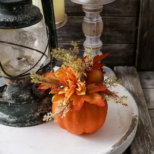 Decorazioni Autunnali con Zucca Artificiale e Crisantemo, Ornamenti per Casa, Tavola, Ingresso e Credenza per Halloween e Ringraziamento - Product Image 3