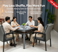 Table de mahjong automatique moderne et durable avec 4 chaises, ensemble de table de jeu électrique en plastique et métal pour la famille et les amis