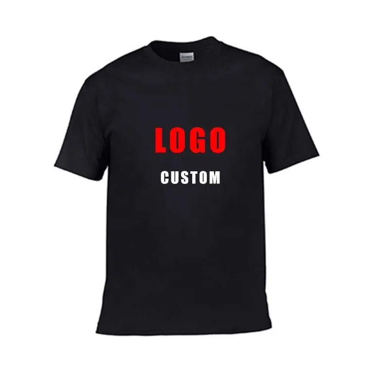 Combed Cotton Bamboo T Shirt Short Sleeve Tees Printed Black Shirt