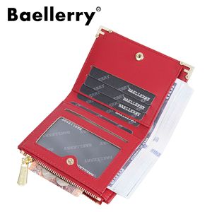 กระเป๋าสตางค์สั้นผู้หญิง Baellerry สีแดง หนังแท้ ซิปใส่เหรียญอเนกประสงค์ ใช้ได้ทุกวัน - Product Image 2