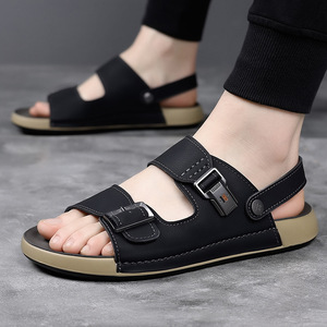 Sandales à enfiler en cuir PU pour hommes, décontractées, avec fonction de massage - Product Image 3