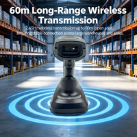 Escáner de Código de Barras Inalámbrico LONVILL de Largo Alcance (60M) 2.4G para Gestión de Inventario de Almacén