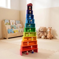 Juguetes de Madera al por Mayor, Caja de 40 Piezas para Niños de 4 a 6 Años, Torre de Apilamiento Educativa, Bloques de Construcción de Animales y Naturaleza
