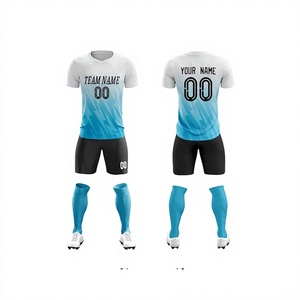 ชุดเสื้อฟุตบอลสั่งทำพิเศษ สีน้ำเงินไล่เฉด แขนสั้น สำหรับผู้ชาย ระบายเหงื่อได้ดี พิมพ์ลายแบบซับลิเมชั่น เอวยางยืด เสื้อผ้าสำหรับผู้ใหญ่ - Product Image 1