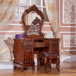 2020 nueva llegada real de lujo de madera antigua princesa hacer mesa de <span class=keywords><strong>tocador</strong></span> espejo - Product Image 3