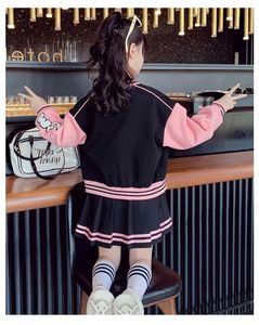 Conjunto de vestidos deportivos informales para niñas, abrigo de béisbol de Primavera/otoño con Falda plisada, <span class=keywords><strong>ropa</strong></span> para adolescentes, conjunto de dos piezas para niños - Product Image 6