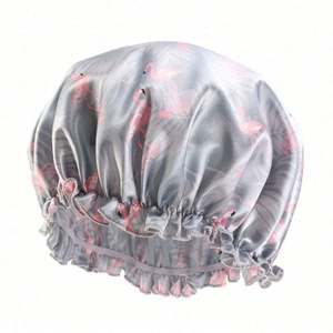 Bonnet de nuit élastique ajustable en satin soyeux pour adultes, style turban, motif floral, unisexe, pour la vente en gros - Product Image 4