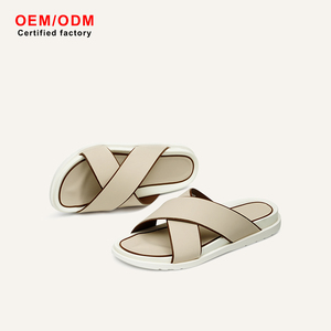Old Money Style Men's Cross-Strap Slide Summer 2026 New Breathable Premium Top-Grain Cowhide Soft Sole High-End Casual Slides - Product Image 1