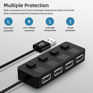 PC 컴퓨터를위한 독립적 인 480Mbps 고속 전송 데이터 어댑터가있는 4 포트 USB 2.0 허브 온/오프 스위치 분배기 확장기 - Product Image 4