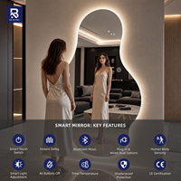 Espejo LED de Lujo Orgánico de Longitud Completa con Retroiluminación Irregular para Hotel, Dormitorio, Vestidor, Espejo Decorativo para Proyectos a Granel y Personalizados