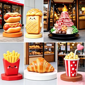 Escultura de Coche de Hot Dog de Fibra de Vidrio FRP F197, Diseño de Dibujos Animados, Accesorio Decorativo para Exhibición de Alimentos, Ideal para Tiendas de Comida Rápida, Fácil de Instalar, Personalizable - Product Image 6