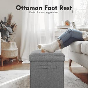 Pouf de rangement repose-pieds tabouret avec siège rembourré en mousse plus épaisse 350 Lbs banc pliant petit pouf pour le salon - Product Image 3