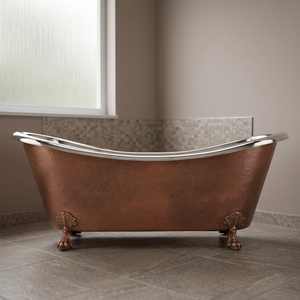 Freestanding Claw Foot Bathtub Oval Metal Copper Finish Roman Style Soaking <b>Tub</b> <b>for</b> Bathroom Hotel Villa Indian Home Crafts - Product Image 3