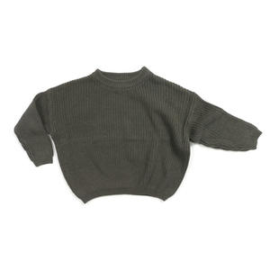 Pull en tricot surdimensionné pour filles et garçons, pull confortable à col rond de couleur unie pour bébés et tout-petits, automne et hiver - Product Image 4
