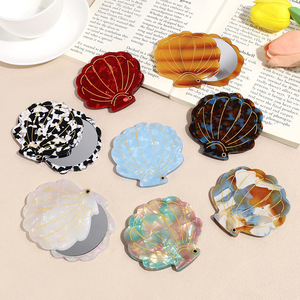 Mùa hè của phụ nữ cao cấp axit axetic vỏ vẻ đẹp gương mini xách tay gấp mỹ phẩm gương - Product Image 1