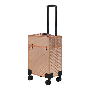 รถเข็นอุปกรณ์เสริมสวย Qihui สีโรสโกลด์ 4 ล้อ กล่องเก็บอุปกรณ์เสริมสวยระดับมืออาชีพ สำหรับใช้ในร้านเสริมสวยและที่บ้าน - Product Image 1