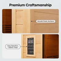 Sauna Infrarroja para el Hogar de Madera Maciza de Hemlock de 110V y 1500W con 2 Calentadores, Panel de Control por Computadora, 1 Año de Garantía, MOQ 1, OEM, FCC, SAA