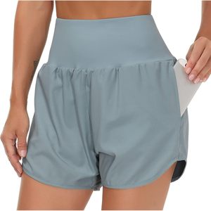 Pantalones cortos deportivos de cintura alta para mujer FOXA con forro y bolsillos con cremallera - Product Image 1