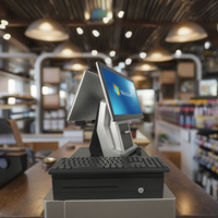 Sistema de Punto de Venta (TPV) SANDU 2024 Directo de Fábrica, Terminal de Caja Registradora de Escritorio Plateado con Pantalla Cuadrada de 15.6 Pulgadas, Wi-Fi 6 de Calidad