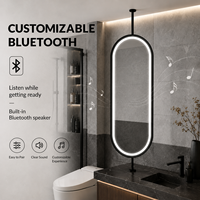 Miroir de salle de bain ovale LED rotatif avec éclairage frontal, intensité réglable, anti-buée, 3 couleurs, Bluetooth pour coiffeuse et salon